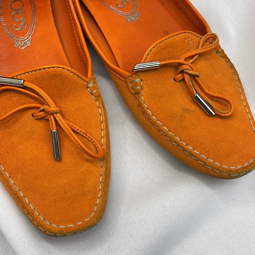 Sz7.5 TOD’S loafers orange leather - Picture 10 of 12